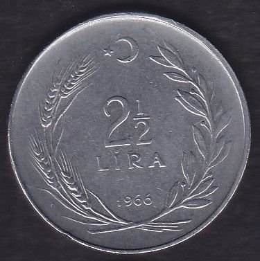 1966 Yılı 2.5 Lira Ters