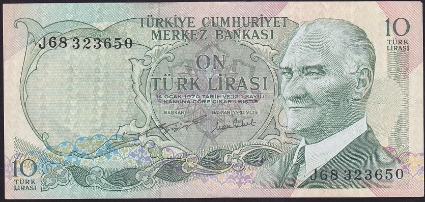 6.Emisyon 2.Tertip 10 Lira J68 323650 Çok Çok Temiz