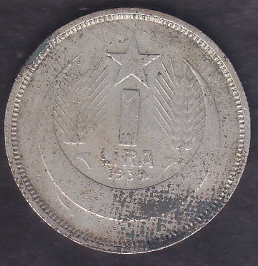 1939 Yılı 1 Lira Gümüş
