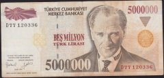 7.Emisyon 5 000 000 Lira D77 120336 Çok Temiz