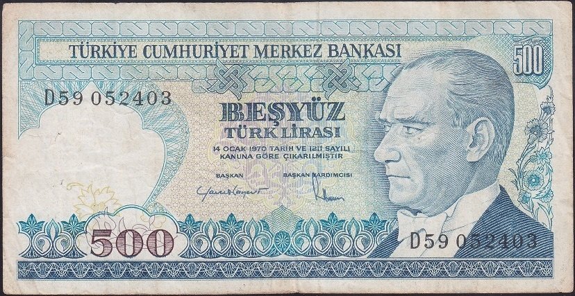7.Emisyon 2.Tertip 500 Lira D59 052403 Çok Temiz