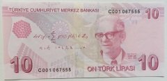 9.EMİSYON 10 LİRA 3.TERTİP C001 067555 ÇİL