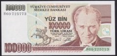 7.EMİSYON 3.TERTİP 100000 LİRA H60 725773 ÇİL