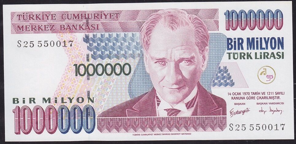 7.Emisyon 3.Tertip 1000000 Lira S25 550017 Çilaltı Çil