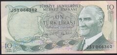 6.Emisyon 2.Tertip 10 Lira J57 066302 Çok Temiz+