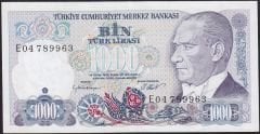 7.Emisyon 1.Tertip 1000 Lira E04 789963 Ççt Çilaltı