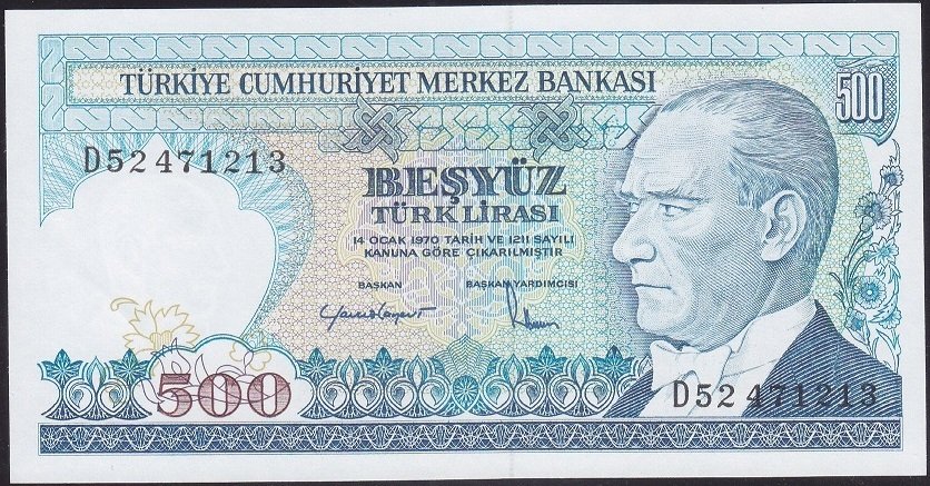 7.Emisyon 2.Tertip 500 Lira D52 471213 Çilaltı Çil