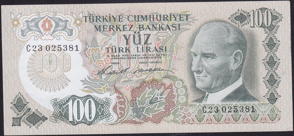 6.EMİSYON 1.TERTİP 100 LİRA C23 025381 ÇÇT ÇİLALTI