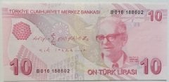9.EMİSYON 10 LİRA 2.TERTİP B016 188602 ÇİL eski para
