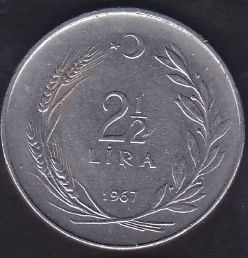 1967 Yılı 2.5 Lira Ters