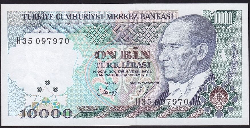 7.Emisyon 3.Tertip 10000 Lira H35 097970 Çilaltı Çil
