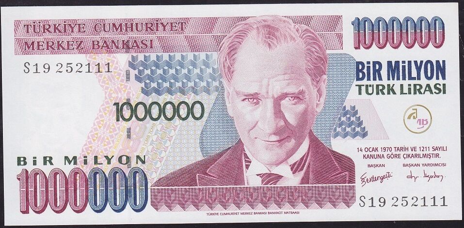 7.Emisyon 3.Tertip 1000000 Lira S19 252111 Çil