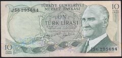 6.Emisyon 2.Tertip 10 Lira J56 295684 Çok Temiz+