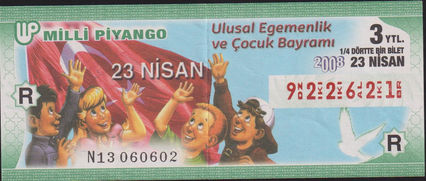 2008 23 Nisan Çeyrek Bilet R Serisi