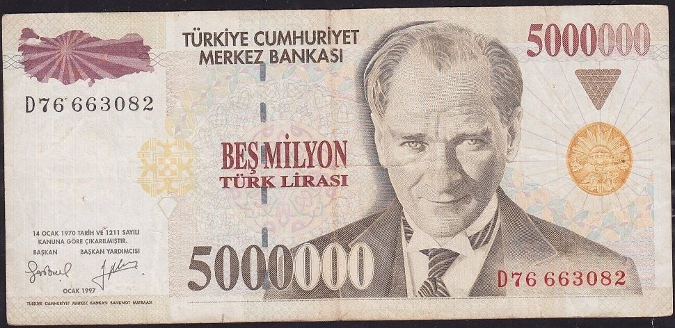 7.Emisyon 5 000 000 Lira D76 663082 Çok Temiz