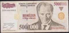 7.Emisyon 5 000 000 Lira D76 663082 Çok Temiz