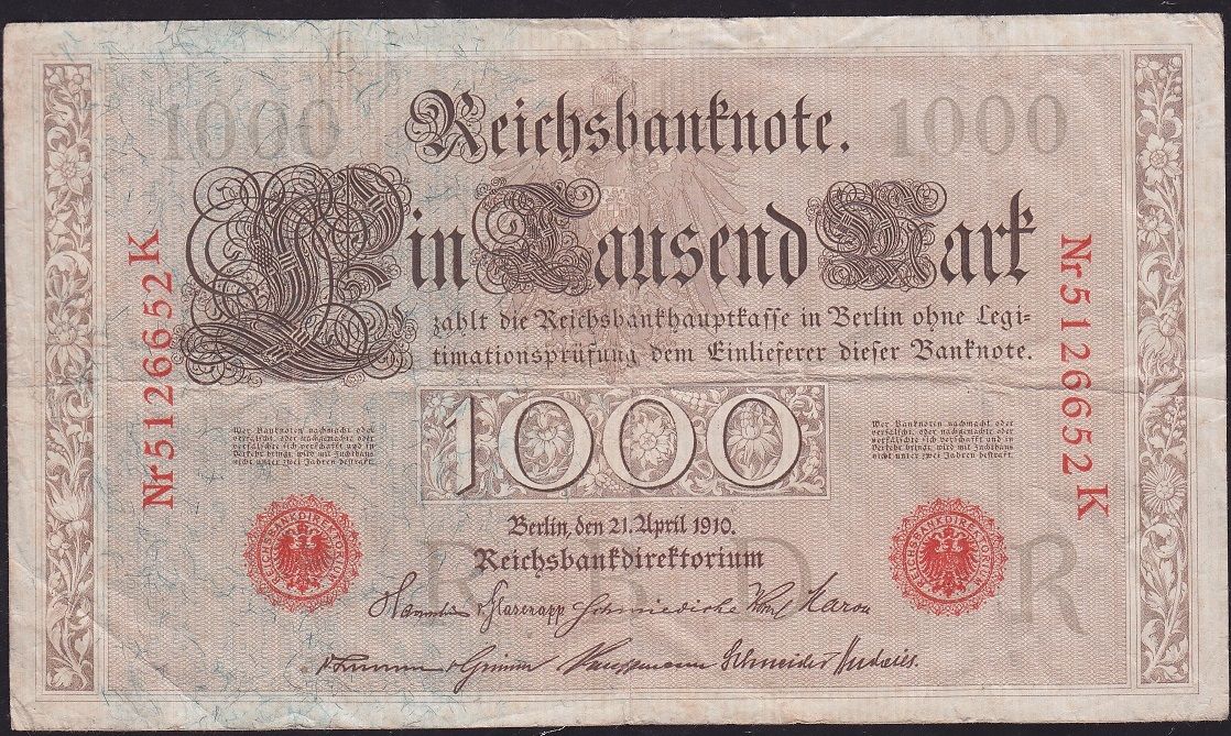 Almanya 1000 Mark 1910 Çok Temiz