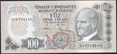 6.Emisyon 3.Tertip 100 Lira J34 794140 Çilaltı Çil