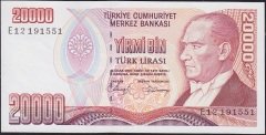 7.Emisyon 1.Tertip 20000 Lira E12 191551 Ççt Çilaltı
