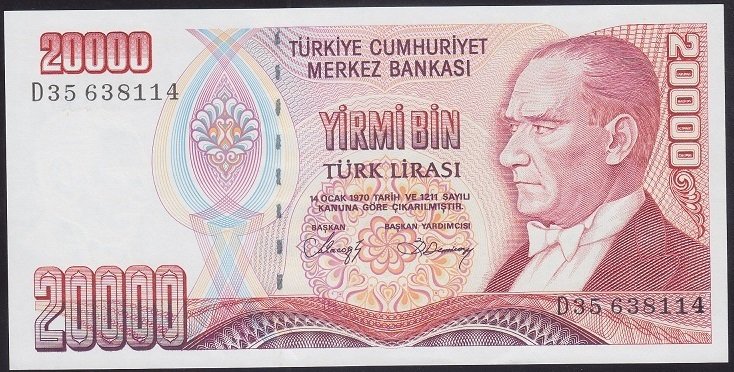7.EMİSYON 1.TERTİP 20000 LİRA D35 638114 ÇİLALTI ÇİL