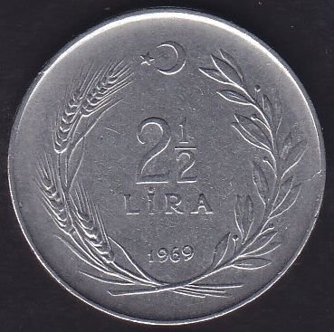 1969 Yılı 2.5 Lira Düz