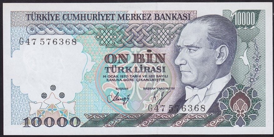 7.Emisyon 3.Tertip 10000 Lira G47 576368 Çil