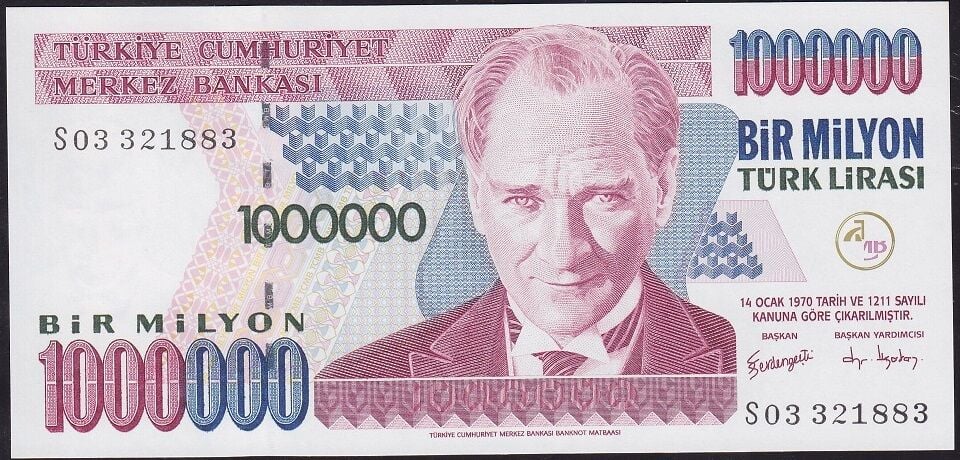 7.Emisyon 3.Tertip 1.000.000 Lira S03 321883 Çil