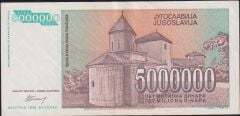 Yugoslavya 5.000.000 Dinar 1993 Çok Çok Temiz ( AA )
