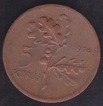 1974 YILI 5 KURUŞ eski para mezat