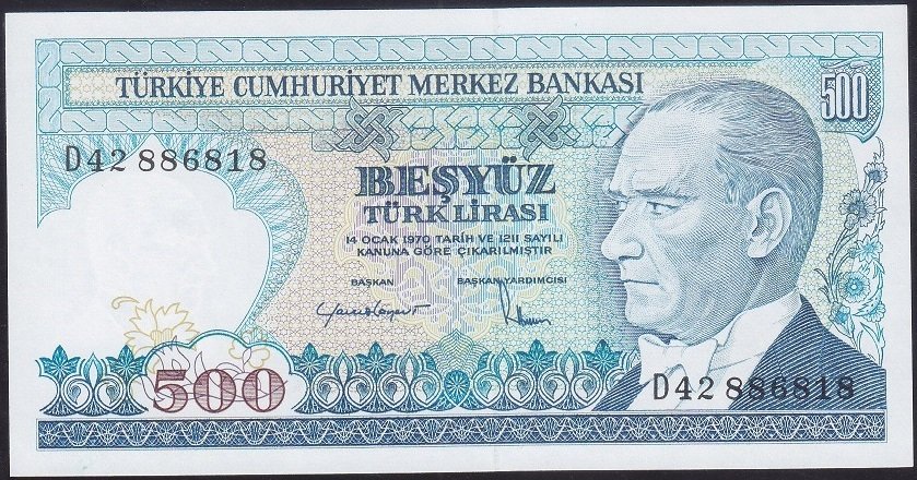 7.Emisyon 2.Tertip 500 Lira D42 886818 Çilaltı Çil