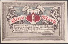 ALMANYA  1 MARK NOTGELD  1921 ÇİL