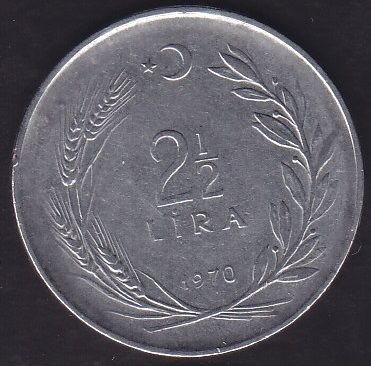 1970 Yılı 2.5 Lira Ters