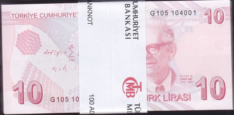 9.Emisyon 10 Lira G105 Deste(100 Adet) Çil - Tam Sıralı