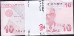 9.Emisyon 10 Lira G105 Deste(100 Adet) Çil - Tam Sıralı