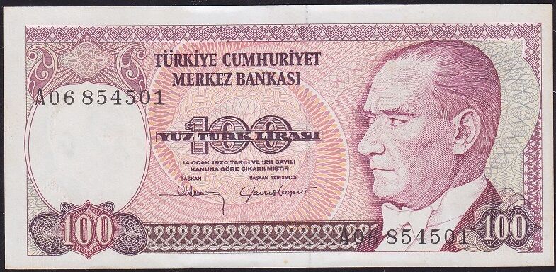 7.Emisyon 1.Tertip 100 Lira A06 854501 Çilaltı Çil