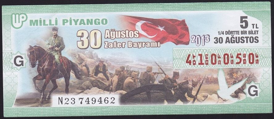 2013 30 Ağustos Çeyrek Bilet - G Serisi