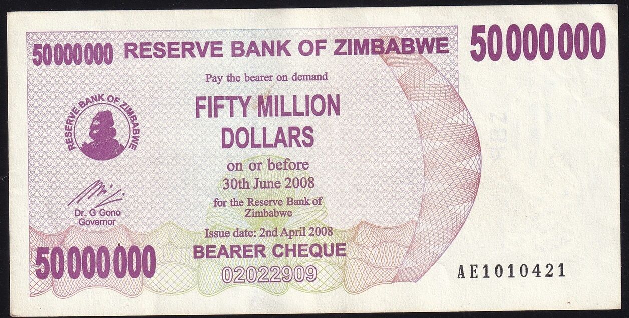 Zimbabwe 50000000 Dolar 2008 Ççt Çilaltı Pick 57