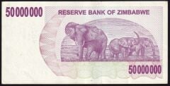 Zimbabwe 50000000 Dolar 2008 Ççt Çilaltı Pick 57