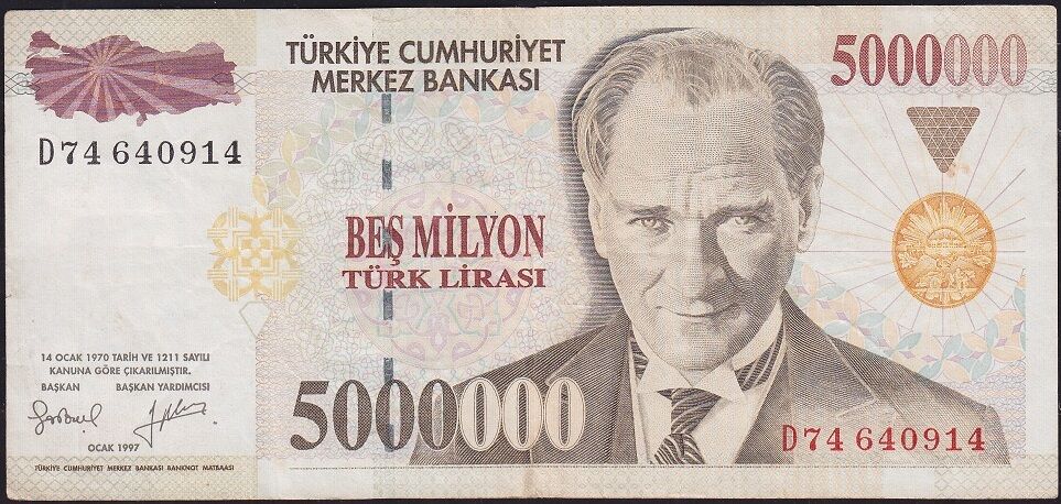 7.Emisyon 5 000 000 Lira D74 640914 Çok Temiz