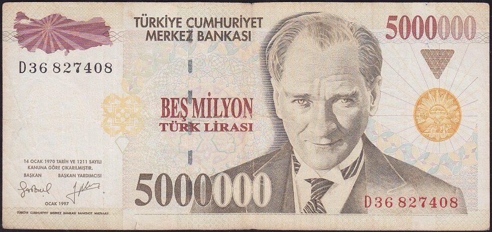 7.Emisyon 5 000 000 Lira D36 827408 Çok Temiz