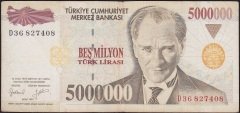 7.Emisyon 5 000 000 Lira D36 827408 Çok Temiz