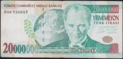 7.Emisyon 20 000 000 Lira D66 726017 Temiz