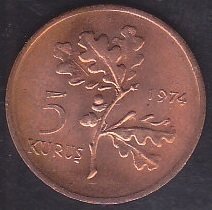 1974 YILI 5 KURUŞ ÇİLALTI ÇİL eski para fiyatları