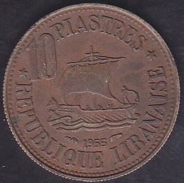 Lübnan 10 Piastre 1955