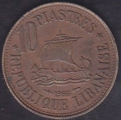 Lübnan 10 Piastre 1955