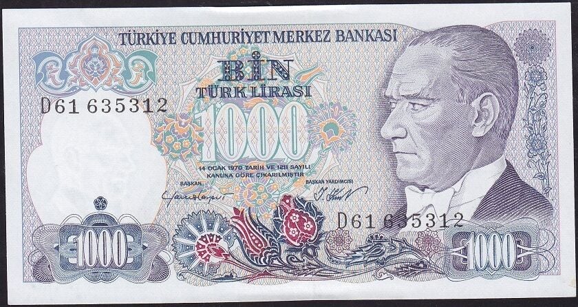 7.Emisyon 1.Tertip 1000 Lira D61 635312 Çilaltı Çil