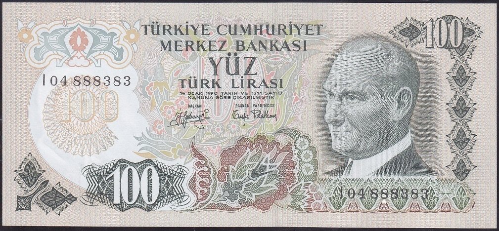 6.EMİSYON 2.TERTİP 100 LİRA I04 888383 ÇİL
