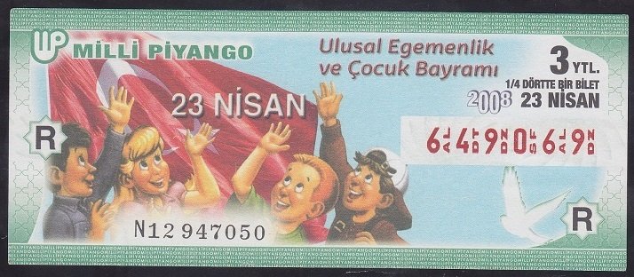 2008 23 NİSAN ÇEYREK BİLET R SERİSİ