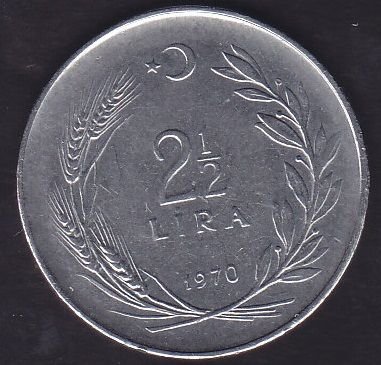 1970 Yılı 2.5 Lira Düz