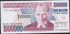 7.Emisyon 3.Tertip 1.000.000 Lira P77 495997 Çil